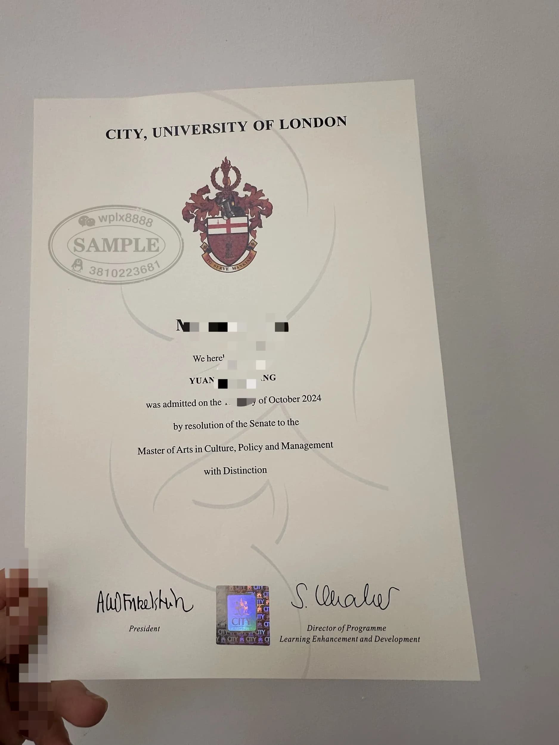 英国伦敦城市大学硕士学位证书样本及文化政策管理专业案例