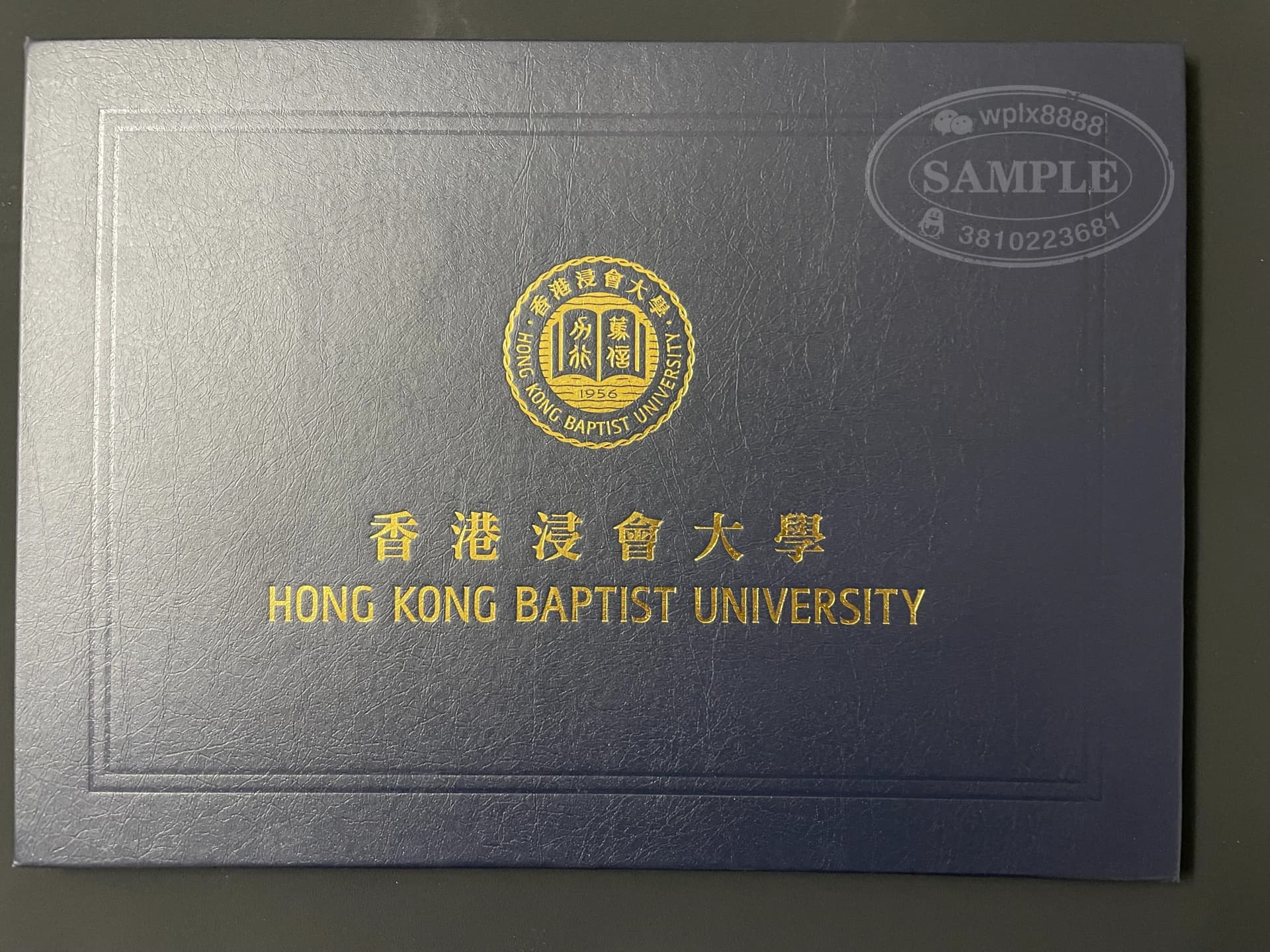 香港浸会大学毕业证书封皮及学位证壳子定制参考