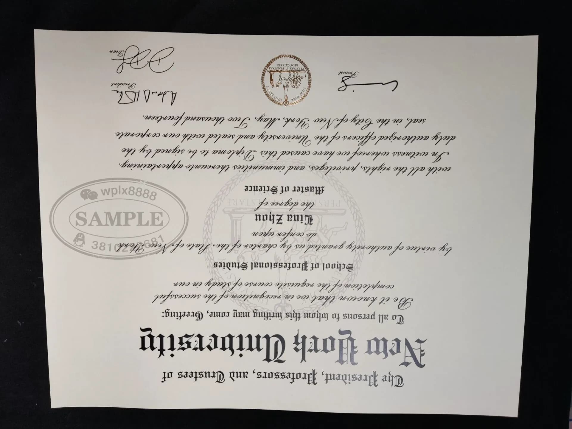 美国纽约大学NYU硕士学位证书样本及专业研究学院毕业证参考