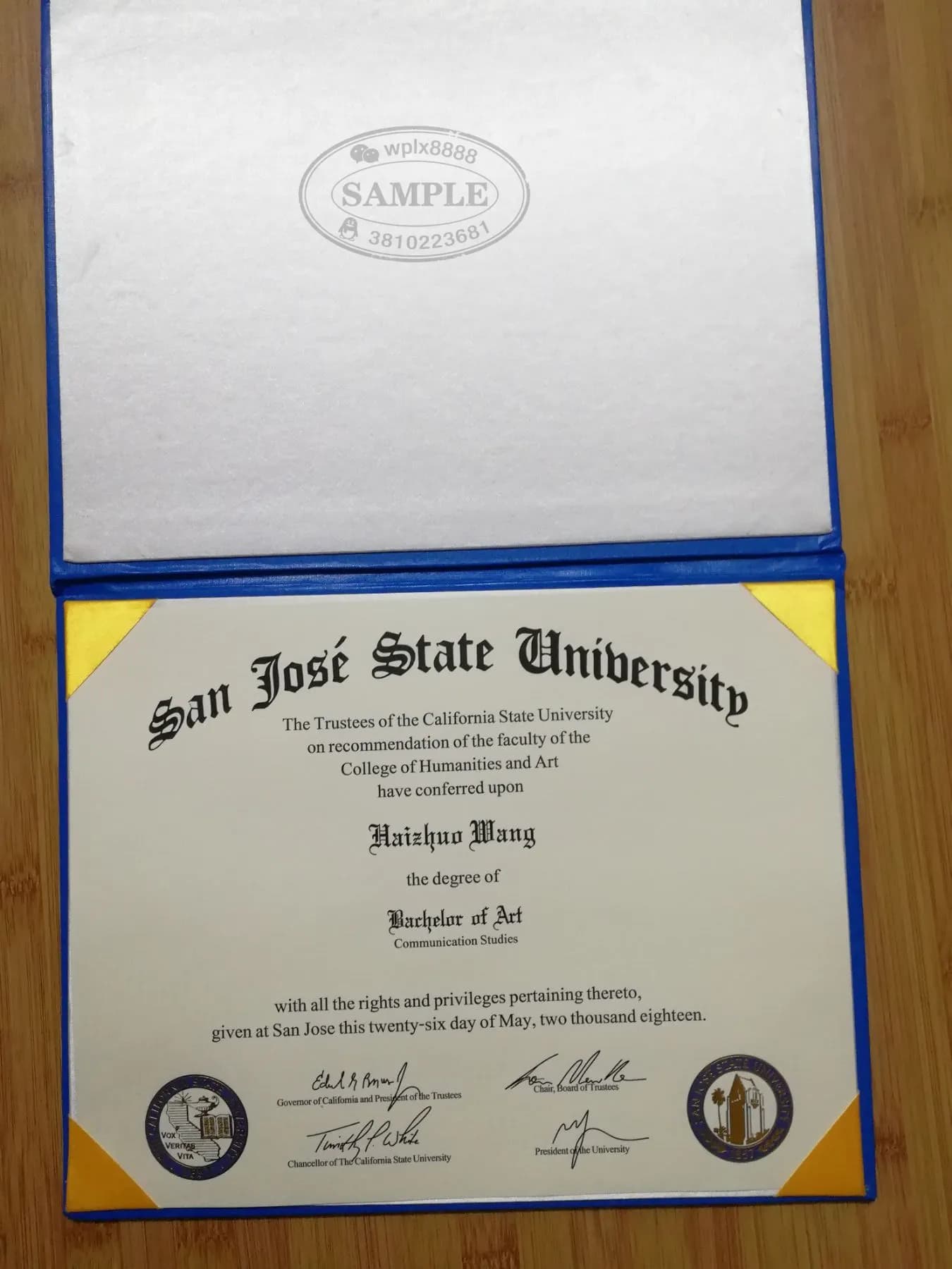 美国圣何塞州立大学毕业证学位证样本办理SJSU