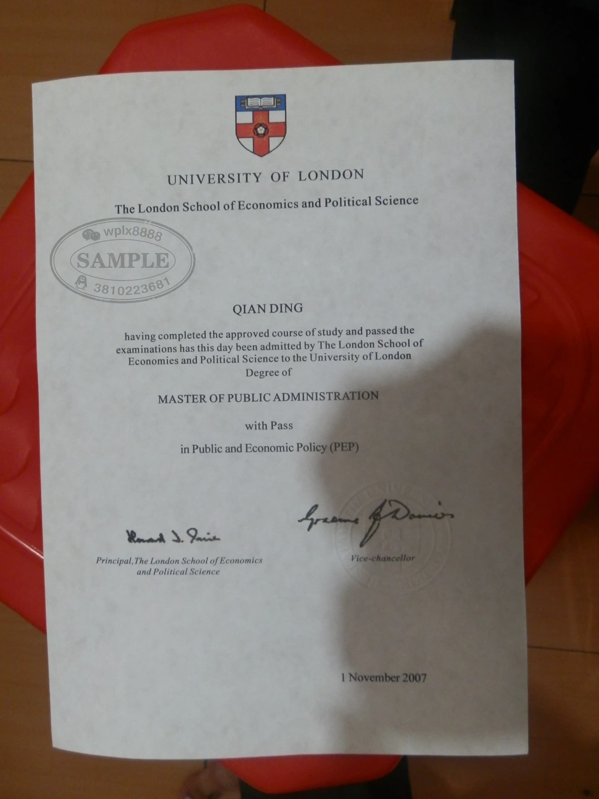 英国伦敦政治经济学院LSE公共管理硕士学位证书案例