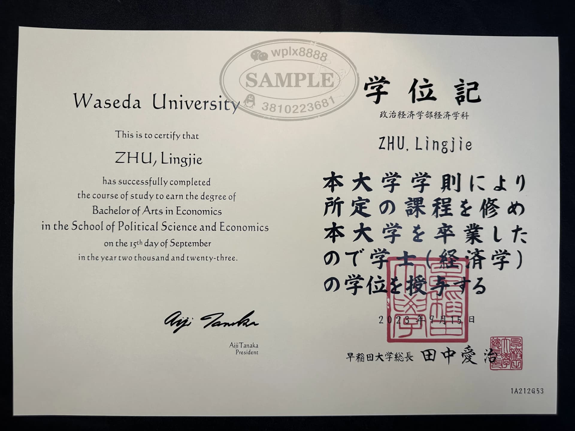 日本早稻田大学政治经济学部学士学位证案例分析