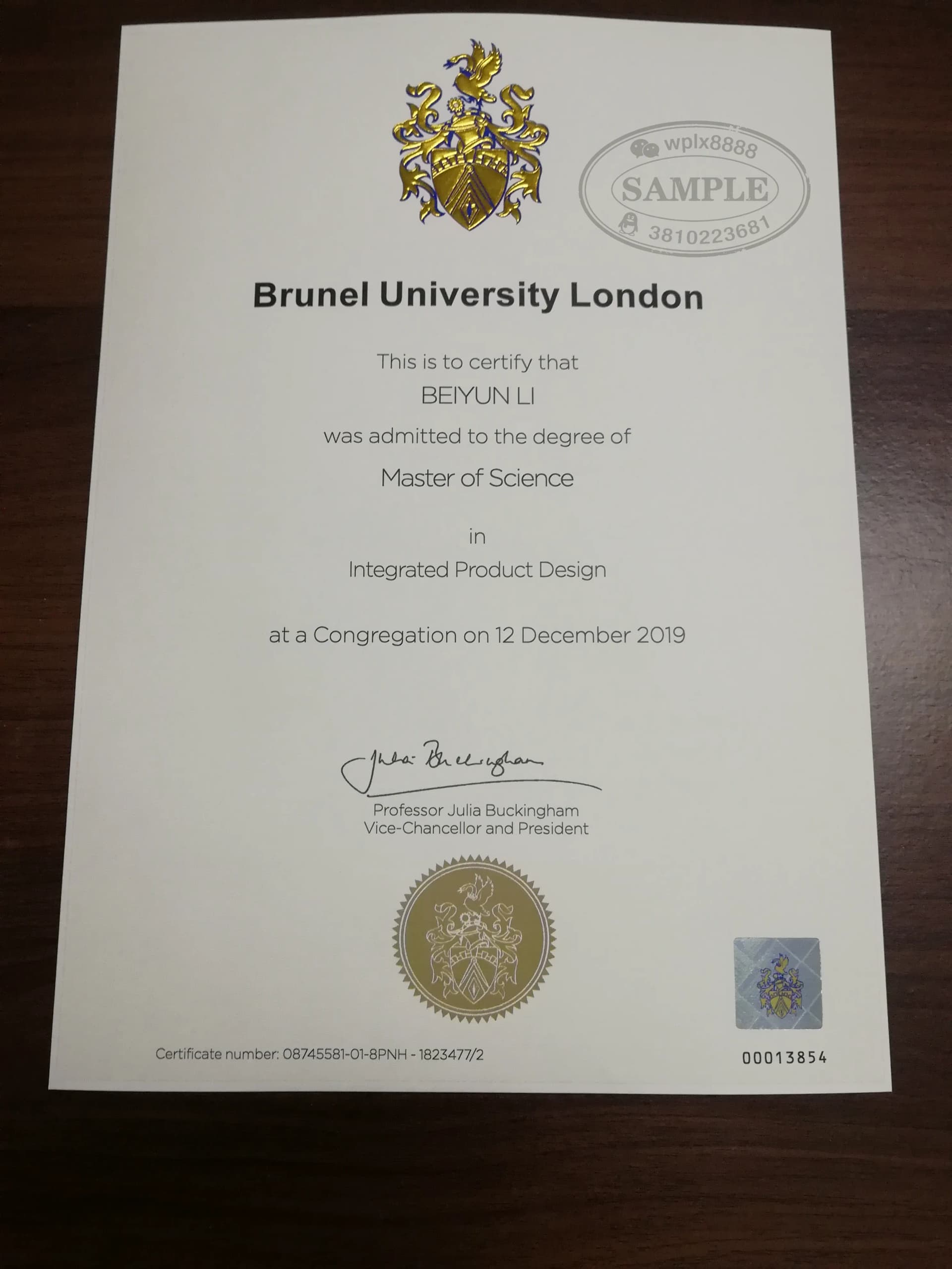 英国伦敦布鲁内尔大学理学硕士学位证书样本与认证参考 英国伦敦布鲁内尔大学理学硕士学位证书样本与认证参考