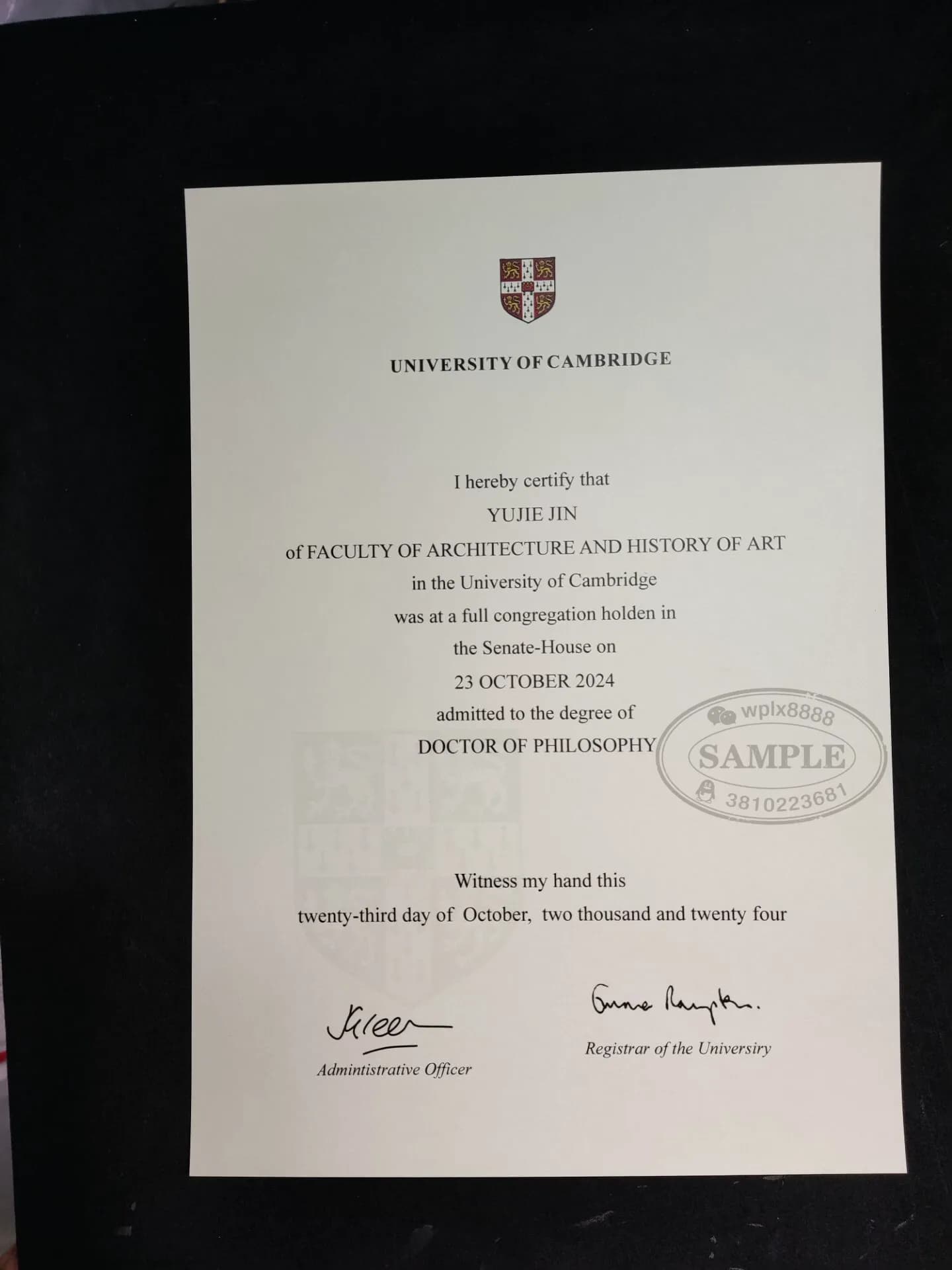 英国剑桥大学博士学位证书样本及其学术职业价值解析 英国剑桥大学博士学位证书样本及其学术职业价值解析