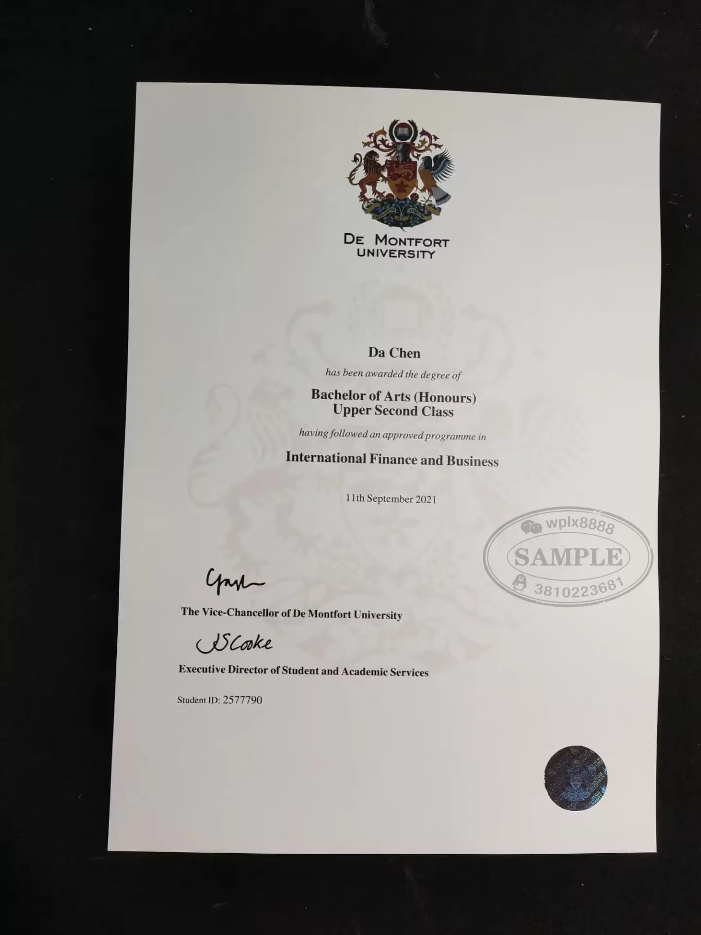 英国德蒙福特大学毕业证DMU学位证样本及国际金融专业认证 英国德蒙福特大学毕业证DMU学位证样本及国际金融专业认证
