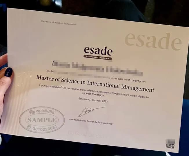 西班牙ESADE商学院国际管理硕士学位证书学历认证样本 西班牙ESADE商学院国际管理硕士学位证书学历认证样本