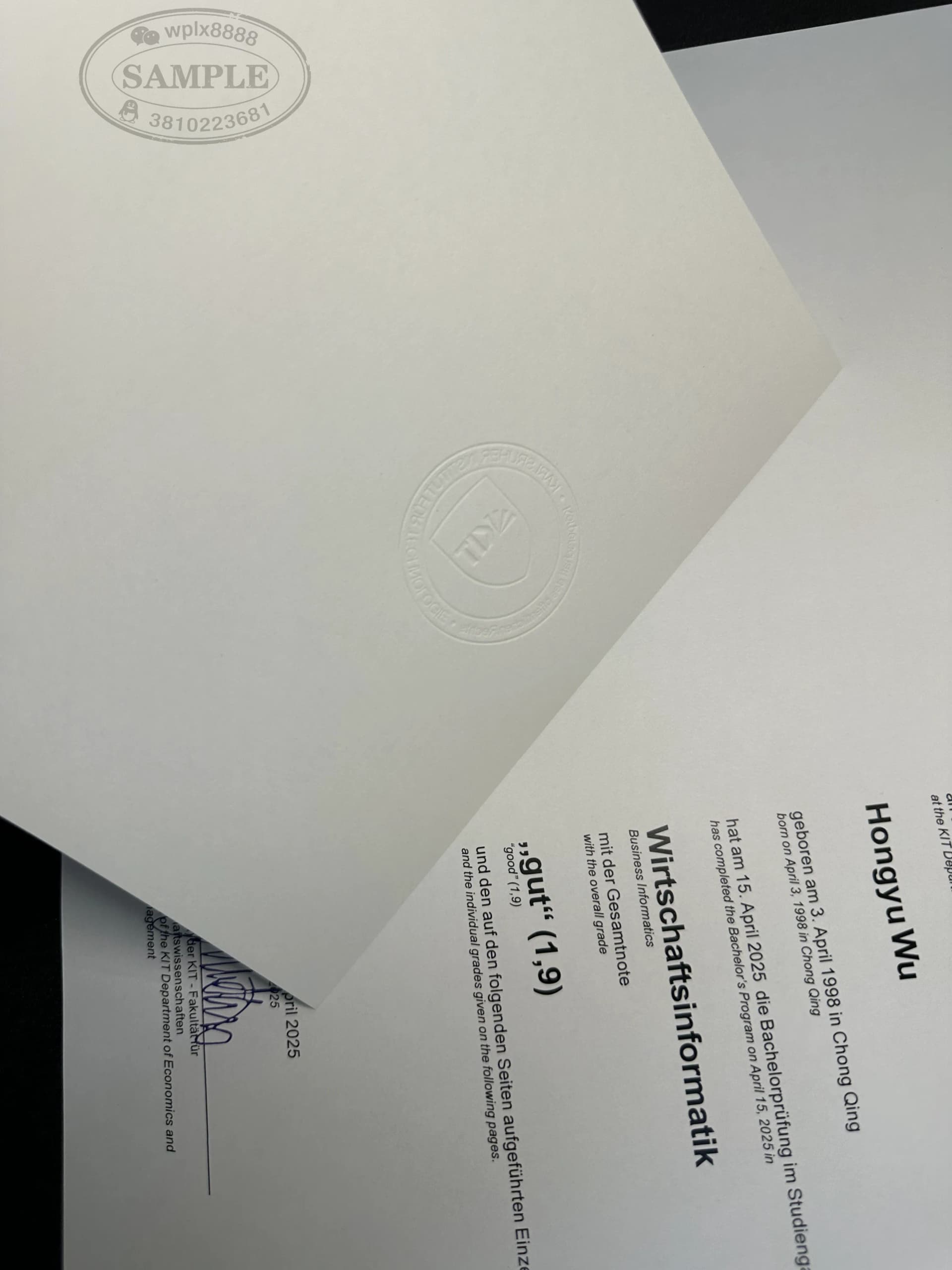 德国卡尔斯鲁厄理工学院KIT毕业证样本与防伪工艺解析 德国卡尔斯鲁厄理工学院KIT毕业证样本与防伪工艺解析