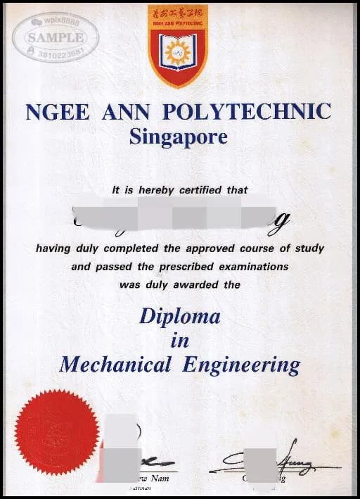新加坡义安理工学院机械工程文凭证书样本 新加坡义安理工学院机械工程文凭证书样本