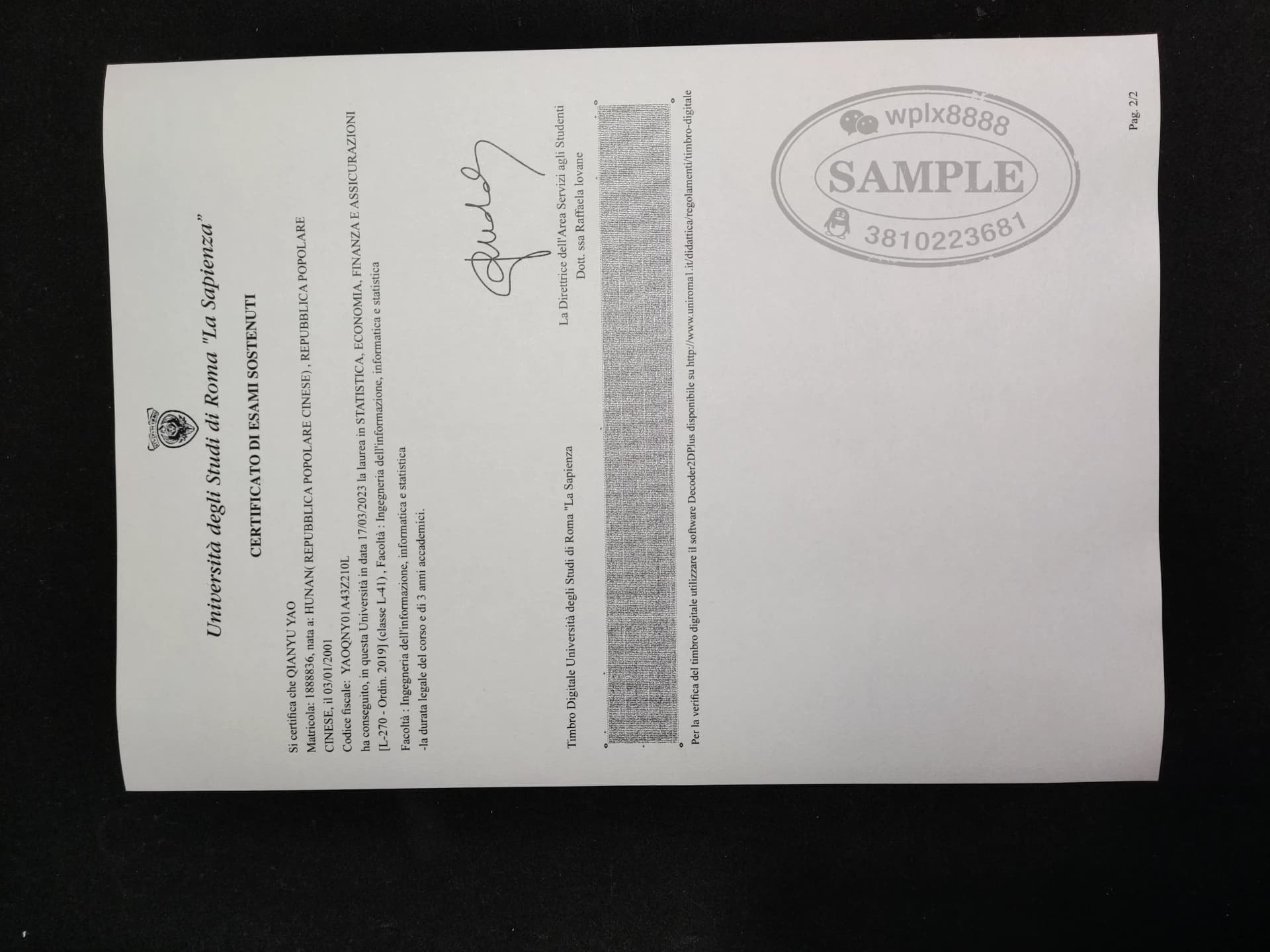 意大利罗马第一大学Sapienza成绩单样本及其学历认证重要性 意大利罗马第一大学Sapienza成绩单样本及其学历认证重要性