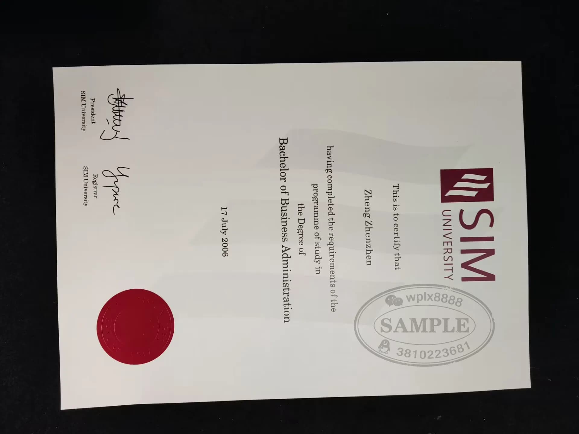 新加坡SIM管理学院毕业证工商管理学位证书案例 新加坡SIM管理学院毕业证工商管理学位证书案例
