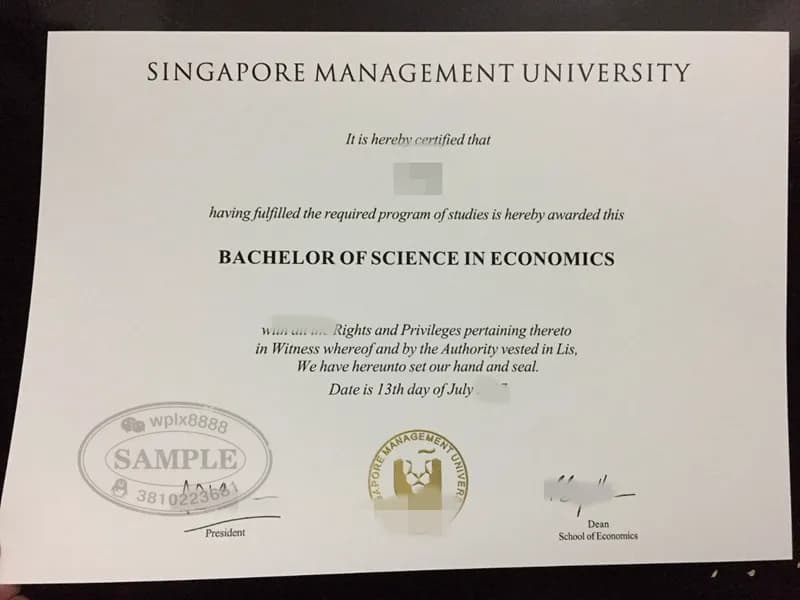 新加坡管理大学经济学学士学位证书原件参考 新加坡管理大学经济学学士学位证书原件参考