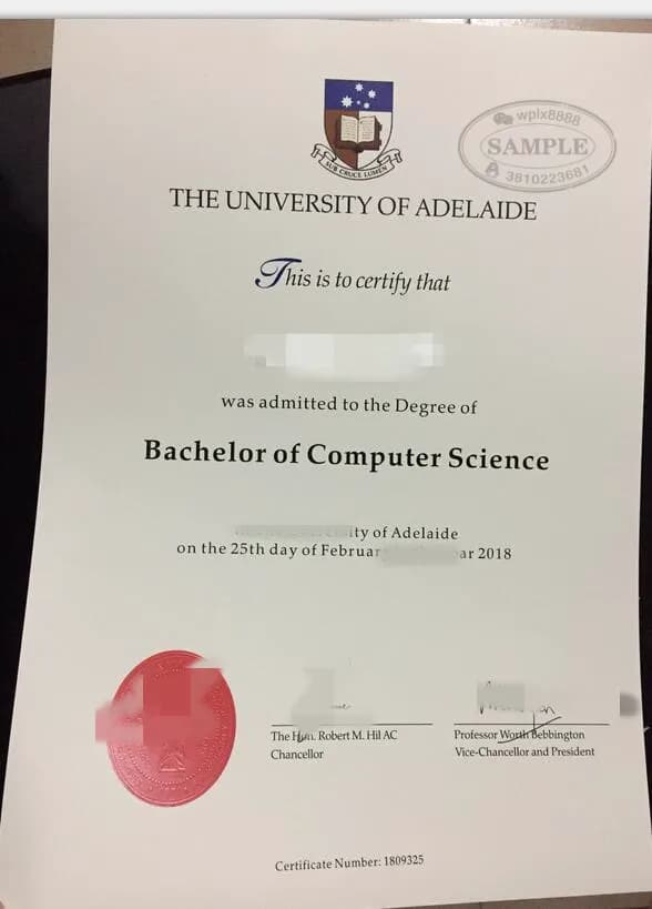澳洲阿德莱德大学计算机科学学士学位证书样本 澳洲阿德莱德大学计算机科学学士学位证书样本