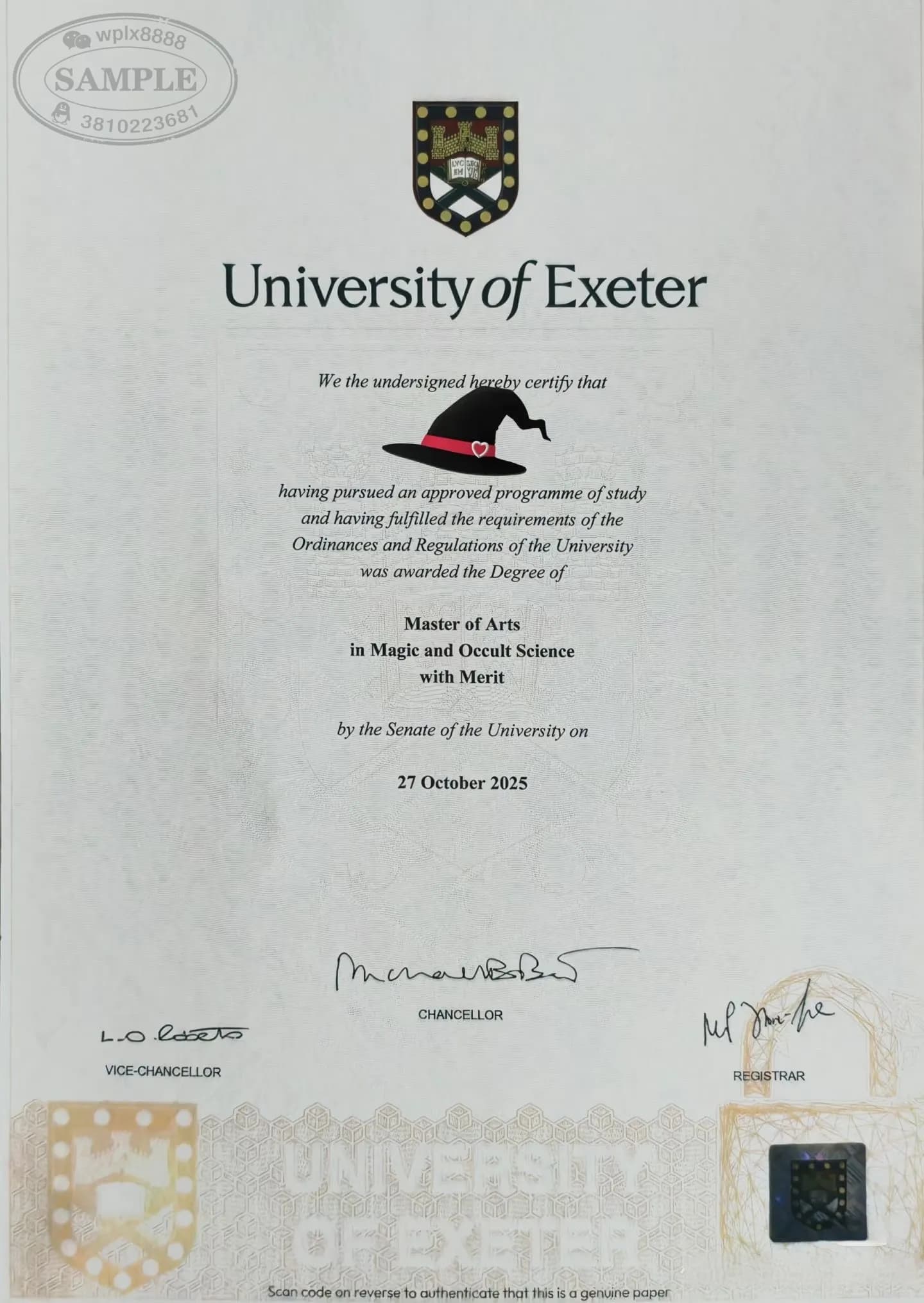 英国埃克塞特大学硕士毕业证样本及学位证书参考 英国埃克塞特大学硕士毕业证样本及学位证书参考