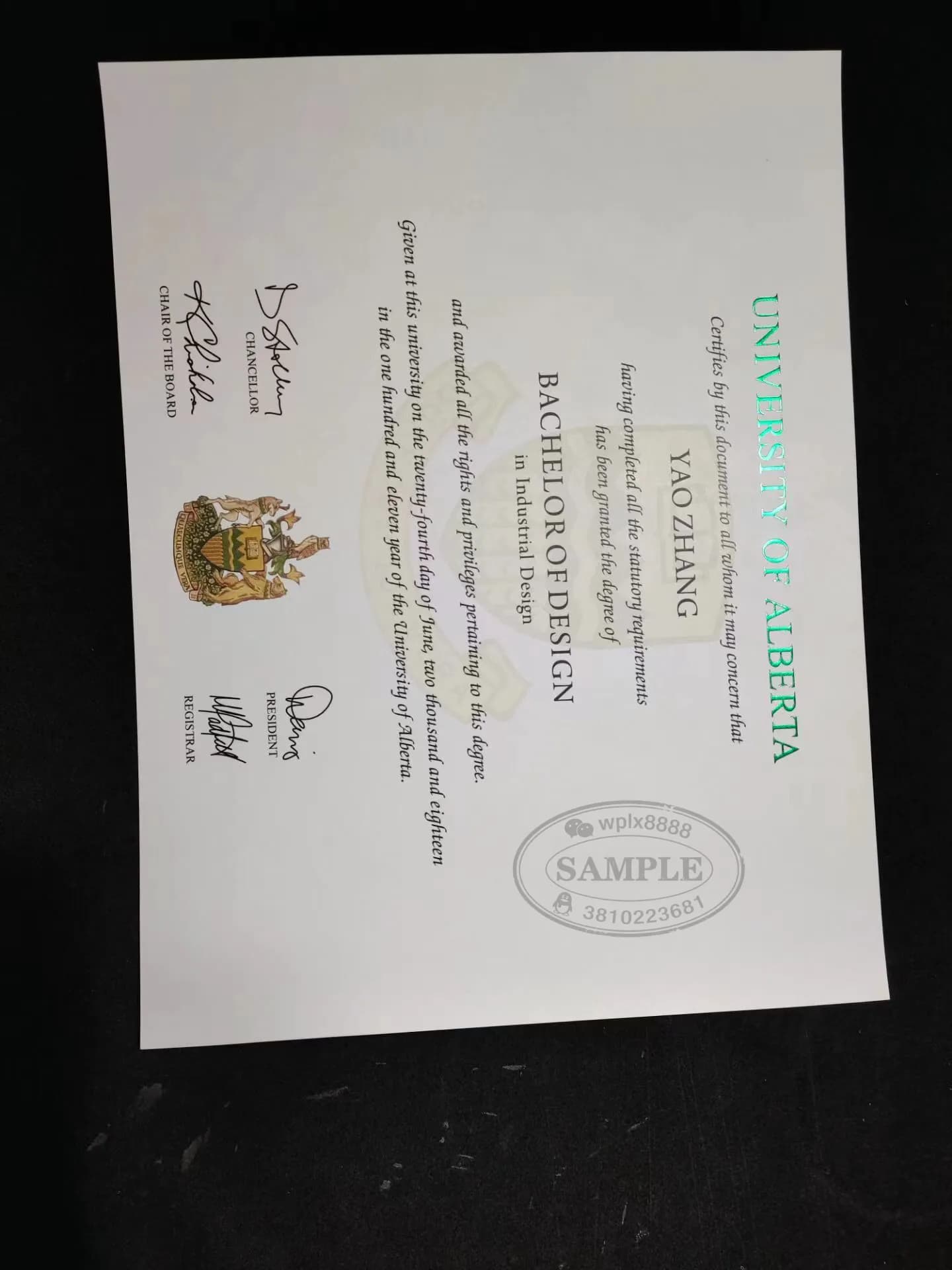 加拿大阿尔伯塔大学工业设计专业毕业证样本 加拿大阿尔伯塔大学工业设计专业毕业证样本