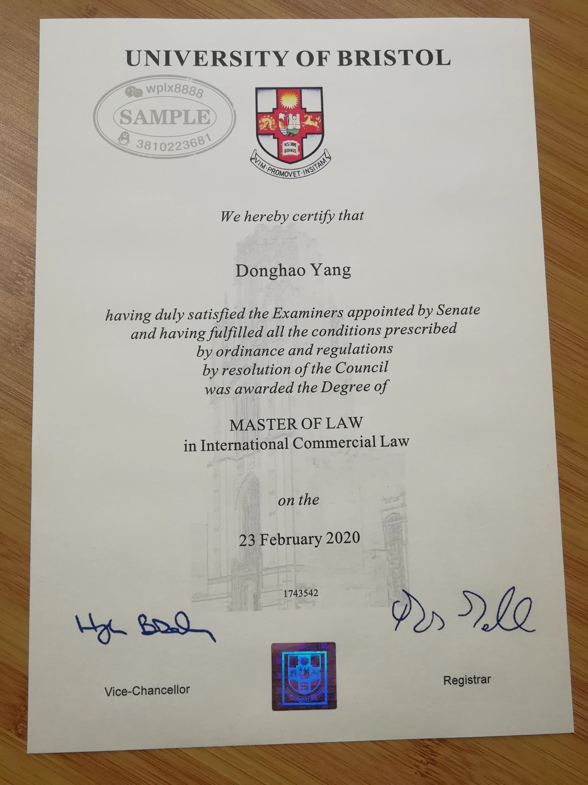 英国布里斯托大学法学硕士学位证书样本与学历认证指南 英国布里斯托大学法学硕士学位证书样本与学历认证指南