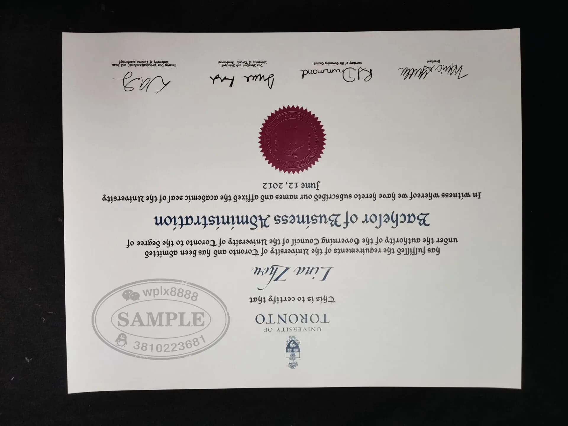 加拿大多伦多大学毕业证样本及工商管理学士学位认证参考 加拿大多伦多大学毕业证样本及工商管理学士学位认证参考