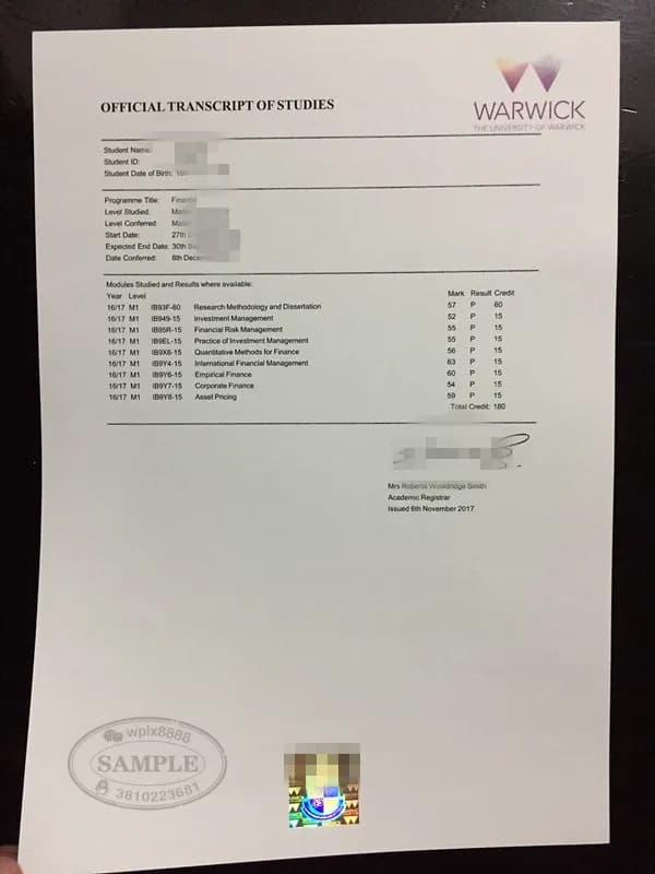 英国华威大学官方原版成绩单样本及办理留信认证价值解析 英国华威大学官方原版成绩单样本及办理留信认证价值解析