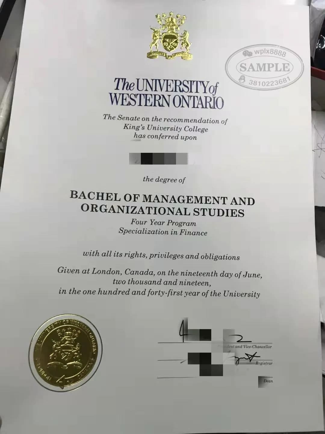 加拿大西安大略大学管理与组织研究学位证书案例 加拿大西安大略大学管理与组织研究学位证书案例